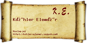 Köhler Elemér névjegykártya