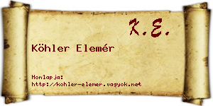 Köhler Elemér névjegykártya