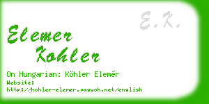 elemer kohler business card